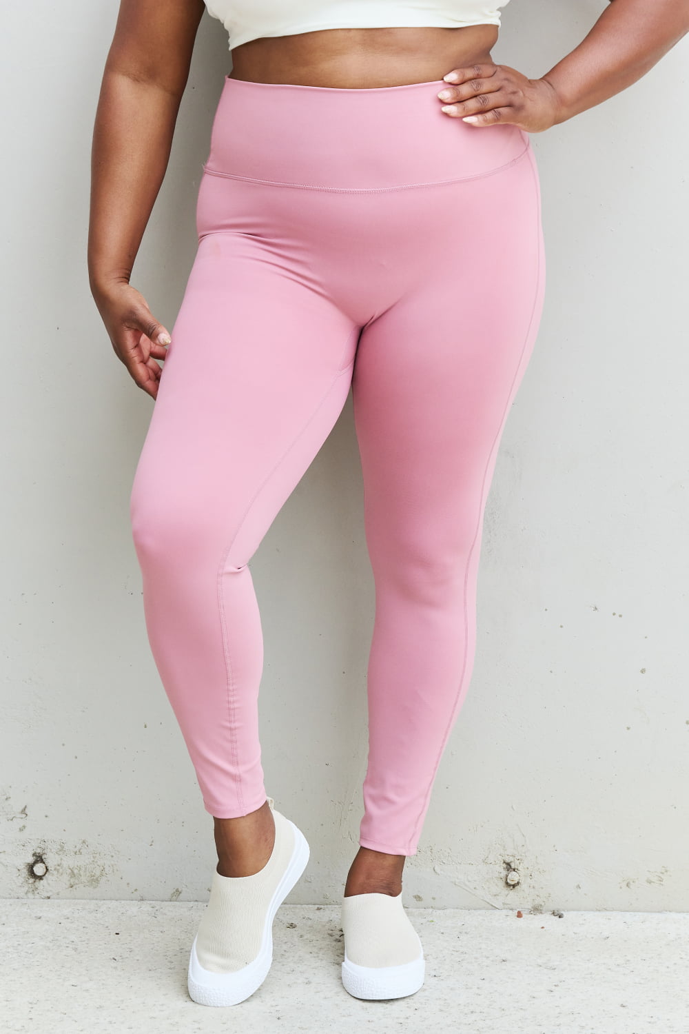 Fit For You Full Size High Waist Active Leggings in Light Rose