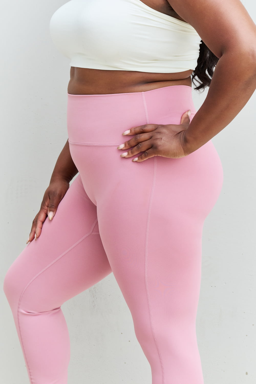 Fit For You Full Size High Waist Active Leggings in Light Rose