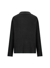 Collared Neck Half Button Knit Top