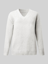 V-Neck Knit Top Long Sleeve