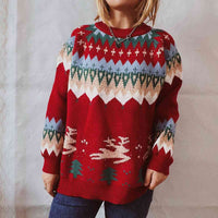 Christmas Element Round Neck Long Sleeve Sweater