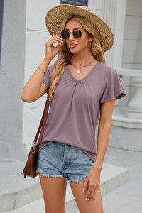 Flutter Sleeve V-neck T-Shirt