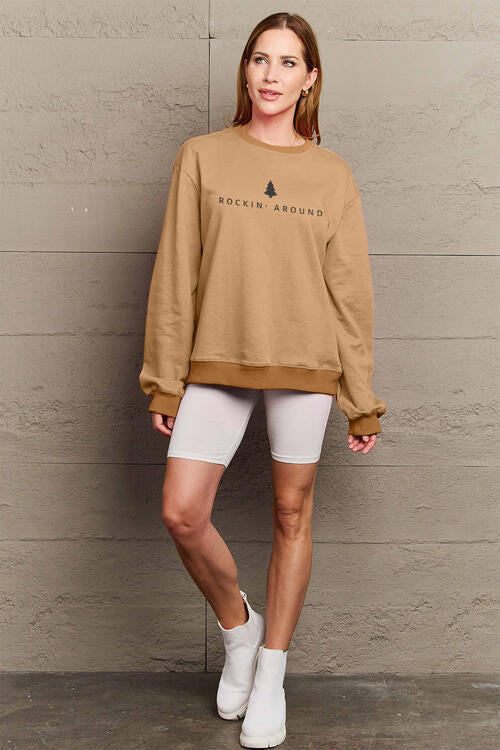 Full Size ROCKIN AROUND  Long Sleeve Sweatshirt