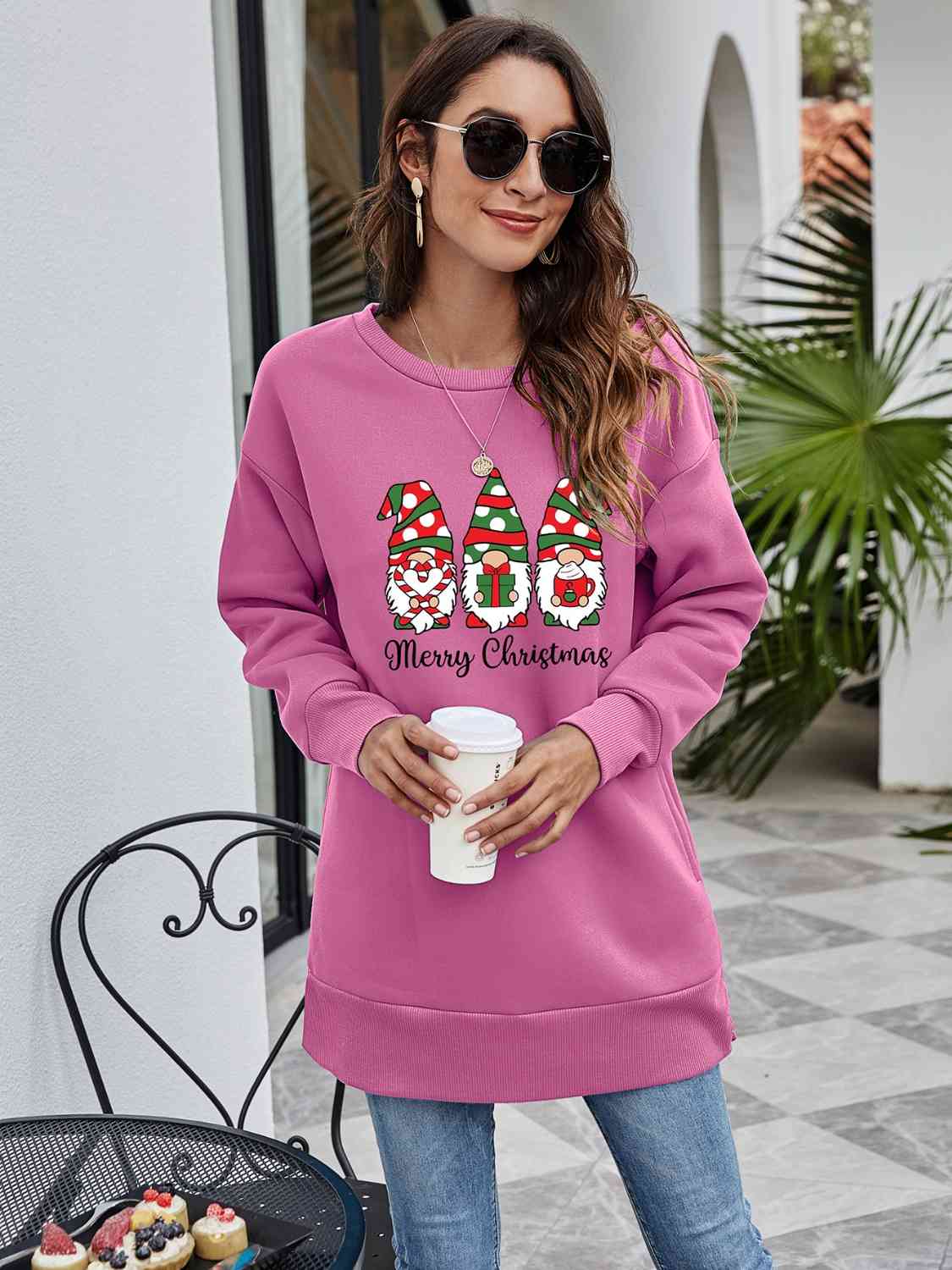 MERRY CHRISTMAS Graphic Round Neck Sweatshirt