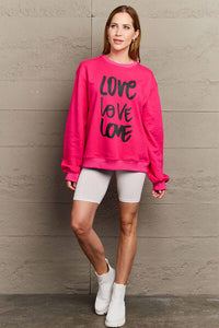 Full Size LOVE Round Neck Sweatshirt