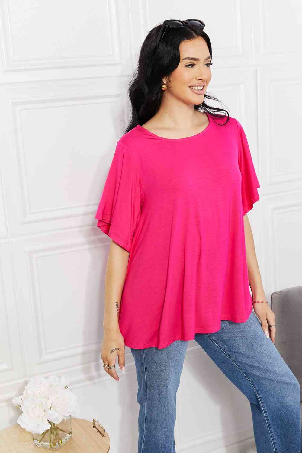 Full Size More Than Words Flutter Sleeve Top