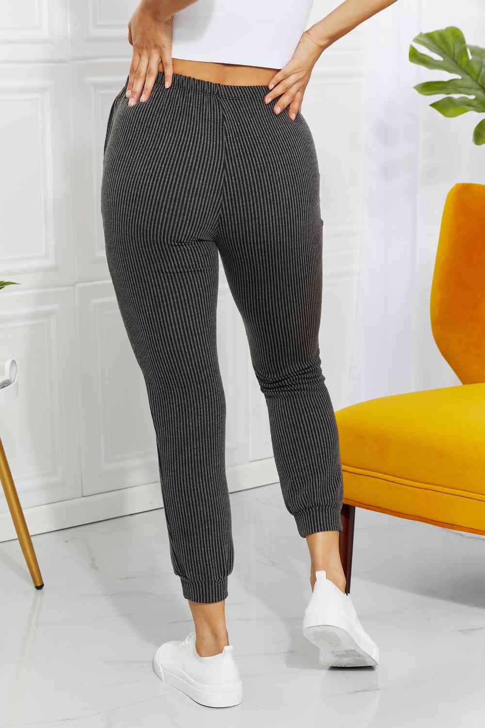 Full Size Easy Living Ribbed Joggers