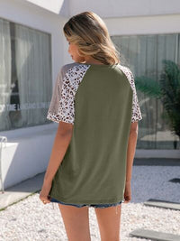 Leopard Round Neck Short Sleeve T-Shirt