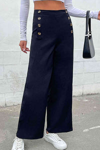 Double-Breasted Wide Leg Pants