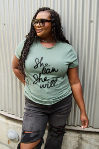 Full Size SHE CAN SHE WILL Short Sleeve T-Shirt