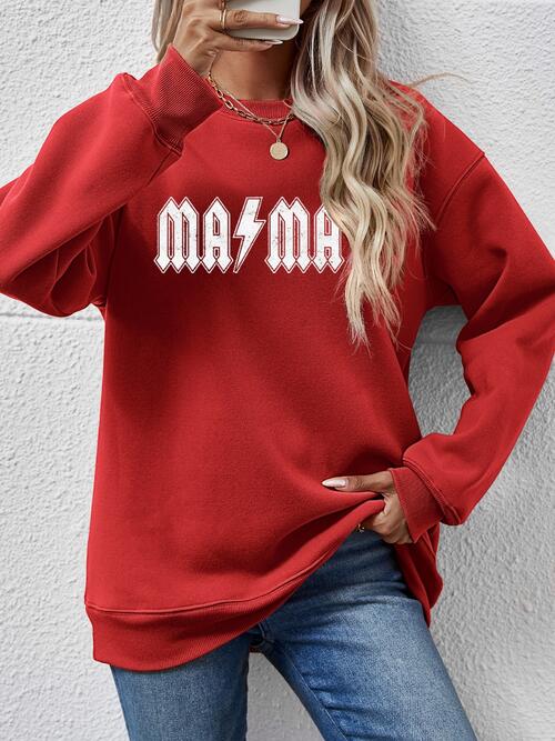 Letter Graphic Ma Ma Dropped Shoulder Sweatshirt