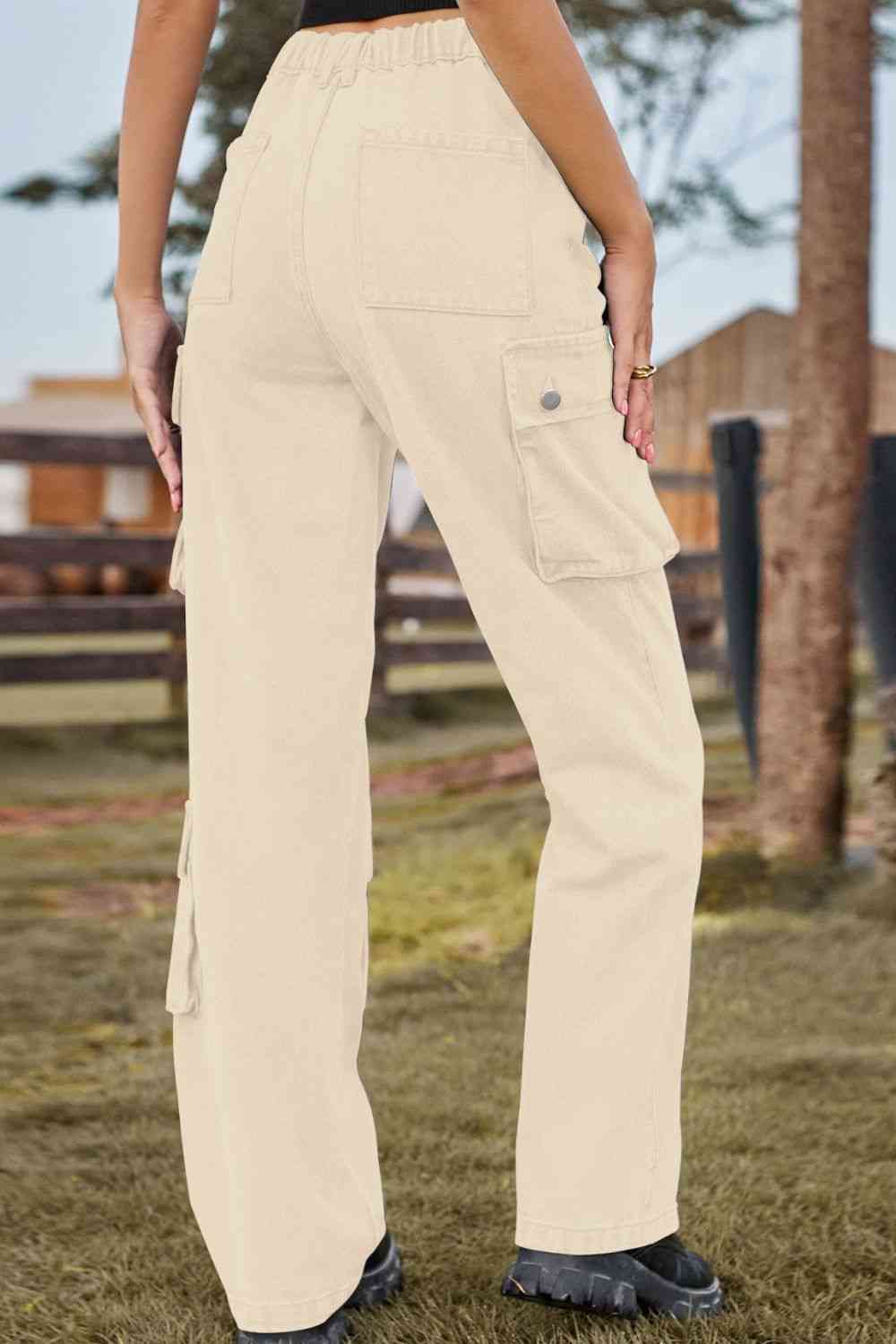 Loose Fit Long Jeans with Two Leg Pockets