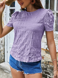 Ruched Round Neck Short Sleeve T-Shirt