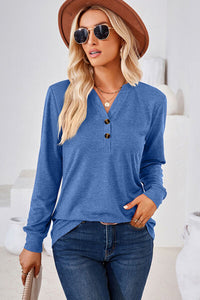 Notched Long Sleeve T-Shirt