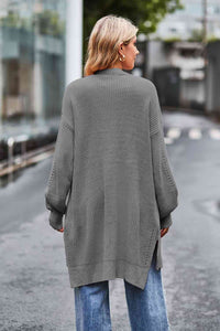 Dropped Shoulder Open Front Longline Cardigan