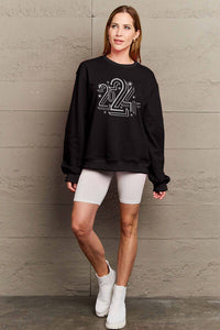 Full Size 2024 Round Neck Dropped Shoulder Sweatshirt