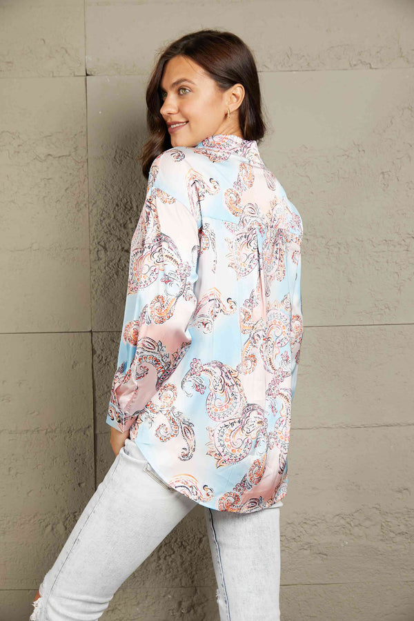 Printed Long Sleeve Collared Shirt