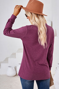 Notched Long Sleeve T-Shirt