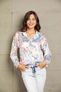 Printed Long Sleeve Collared Shirt