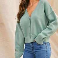 V-Neck Button Up Long Sleeve Cardigan