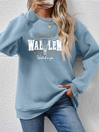 Graphic Dropped Shoulder Round Neck Sweatshirt