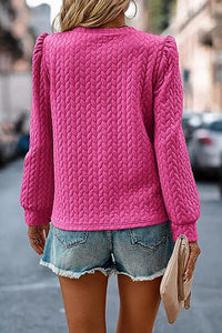 Texture Long Sleeve Round Neck Sweatshirt