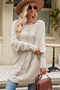 Boat Neck Dropped Shoulder Knit Top