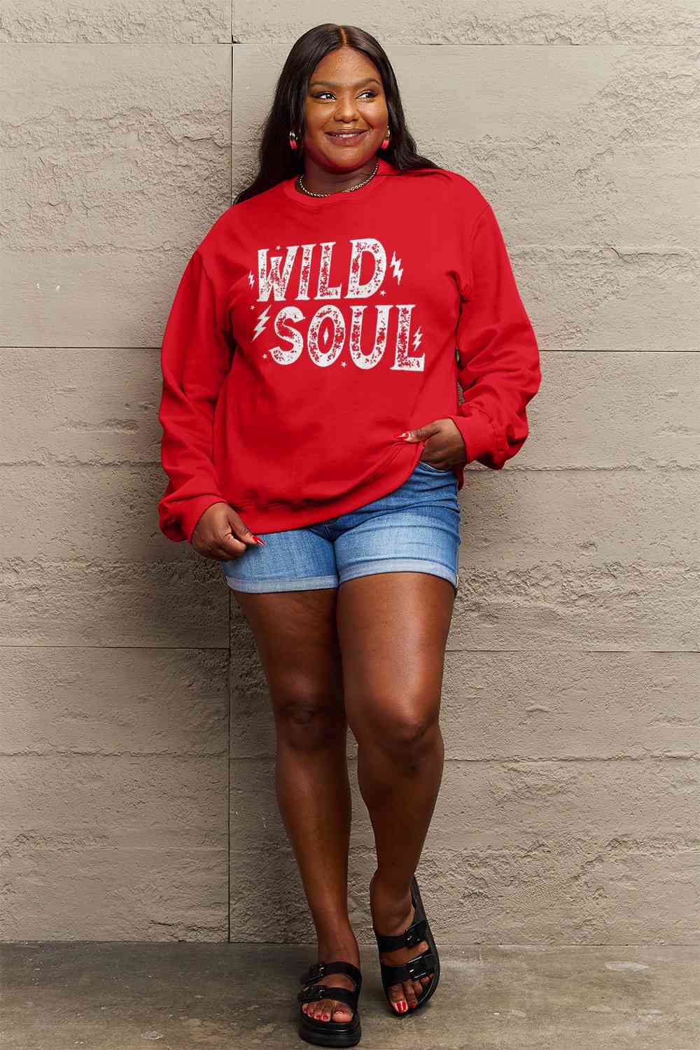 Full Size WILD SOUL Graphic Sweatshirt