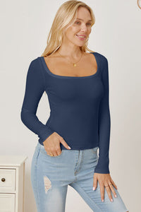 Square Neckline Long Sleeve T-Shirt