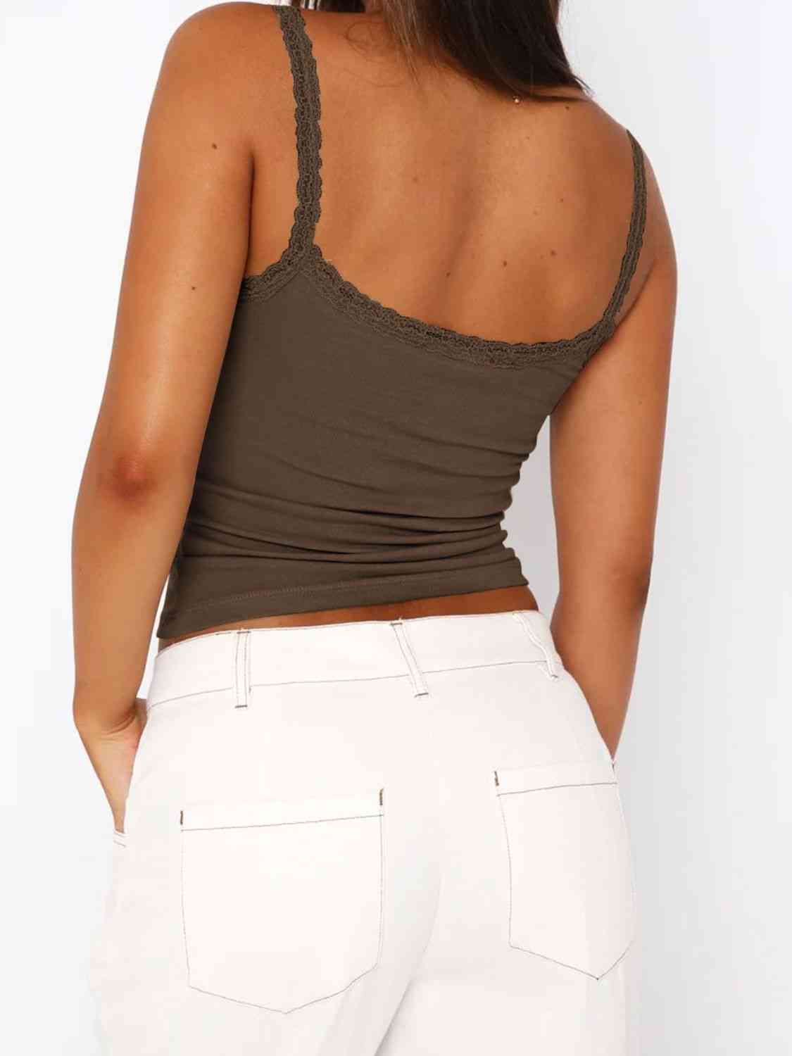 Lace Trim Straight Neck Cami