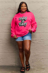 Full Size TAKE IT EASY Graphic Sweatshirt