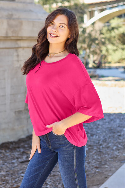 Full Size Round Neck Drop Shoulder T-Shirt