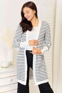 Striped Open Front Longline Cardigan