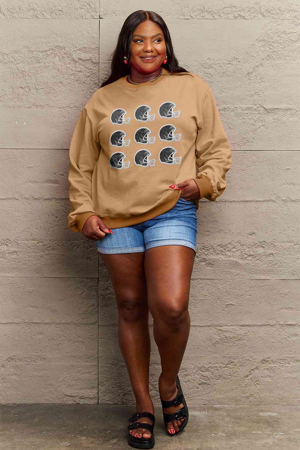 Full Size Graphic Round Neck Sweatshirt