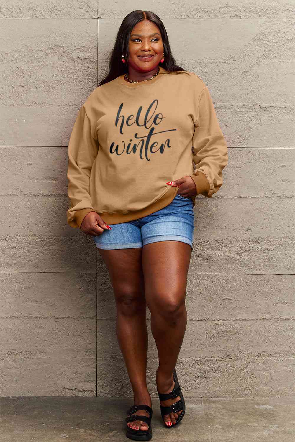 Full Size HELLO WINTER Graphic Sweatshirt