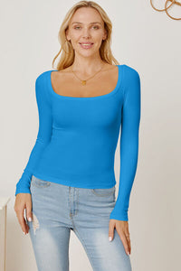 Square Neckline Long Sleeve T-Shirt