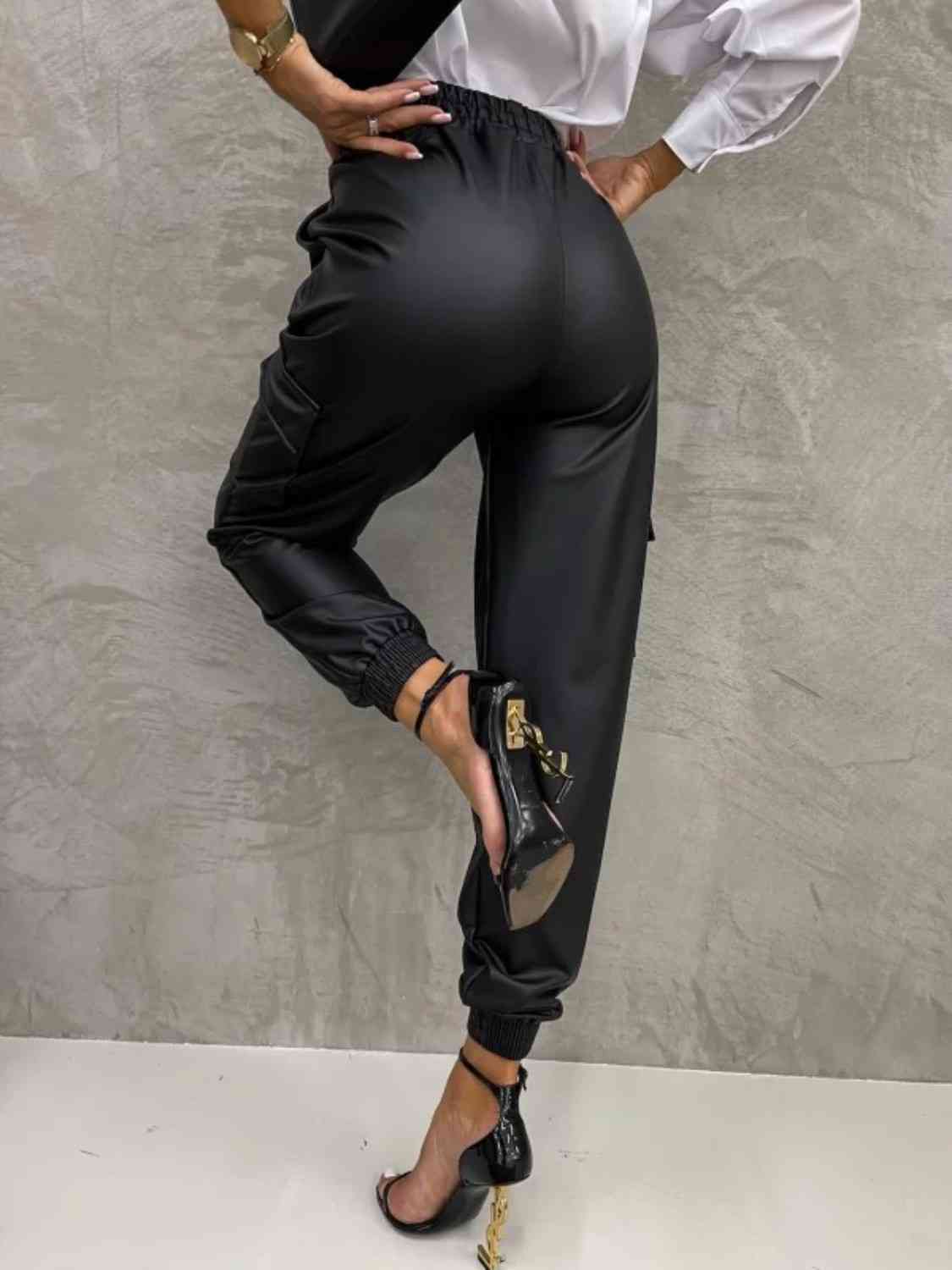 Tied High Waist Pants with Pockets