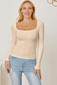 Square Neckline Long Sleeve T-Shirt