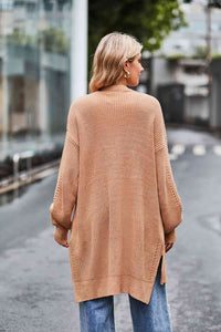 Dropped Shoulder Open Front Longline Cardigan