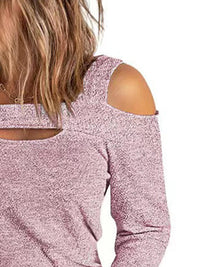 Full Size Cutout Cold Shoulder Blouse Heather Gray