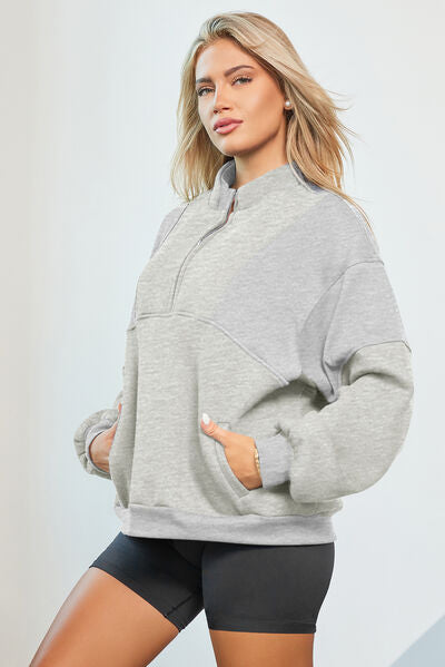 Half Zip Dropped Shoulder Sweatshirts