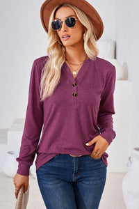 Notched Long Sleeve T-Shirt