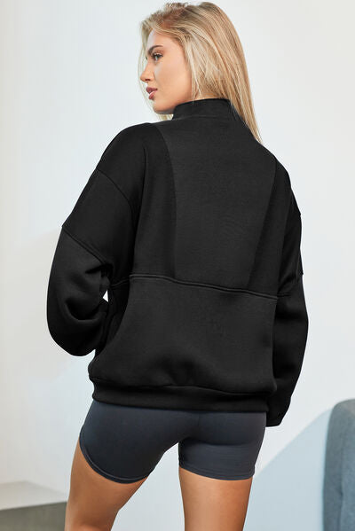 Half Zip Dropped Shoulder Sweatshirts