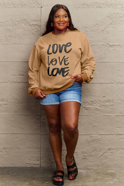 Full Size LOVE Round Neck Sweatshirt