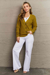 Kiss Me Tonight Full Size Button Down Cardigan in Chartreuse