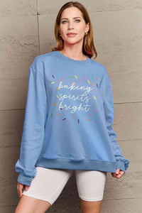 Full Size Letter Graphic Round Neck Long Sleeve Sweatshirt