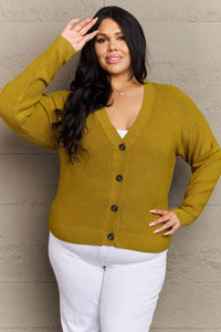 Kiss Me Tonight Full Size Button Down Cardigan in Chartreuse