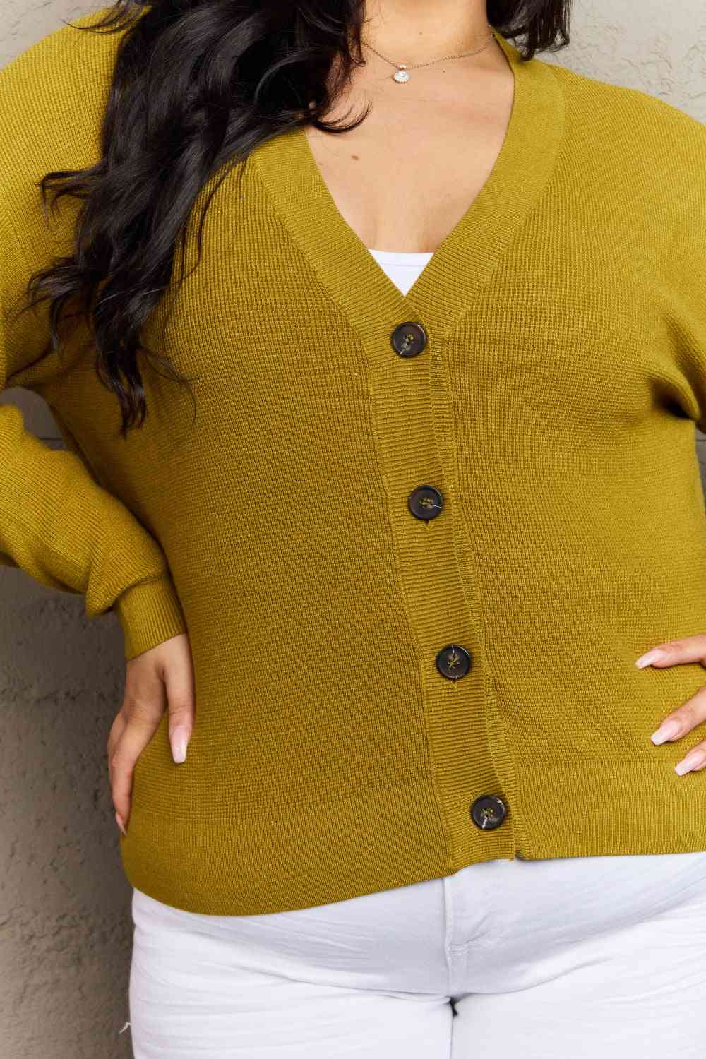 Kiss Me Tonight Full Size Button Down Cardigan in Chartreuse