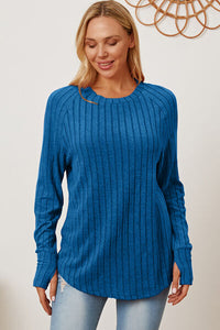 Full Size Ribbed Thumbhole Sleeve T-Shirt