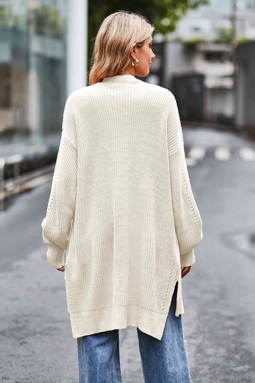 Dropped Shoulder Open Front Longline Cardigan